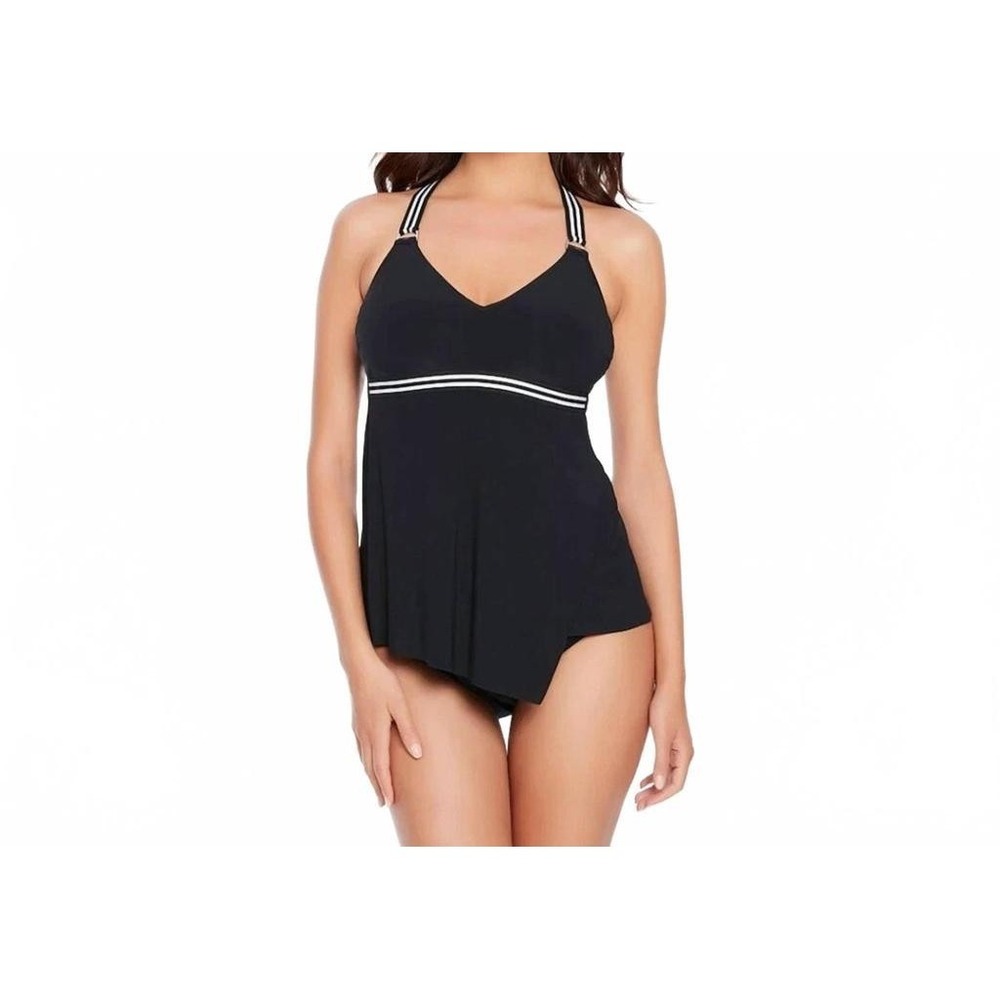 MAGICSUIT Borderline Stripe Carly Tankini Top black white US 16 Swimsuit Top Pad